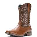 IUV Cowboy Boots For Men Western Boot Durable Fashionable Retro Classic Embroidered Pull On Slip Resistant Boots, 9.5