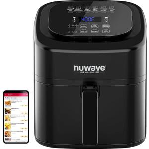 Nuwave 6-quart Brio Healthy Digital Air Fryer with One-Touch Digital Controls, 6 Preset Menu Functions & Removable Divider Insert, Black