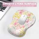 Ergonomic Mouse Pad with Wrist Rest and Keyboard Wrist Rest, Gel Mousepad and Wrist Rest for Computer Keyboard, Pain Relief, Non-Slip PU Base, Mouse Pad Wrist Support for Gaming, Pink Yellow Flowers