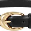 Women Leather Belt for Jeans Pants Fashion Ladies Skinny Faux Leather Dress belt with Gold Buckle (Fit Waist Size 27"-31", Black)