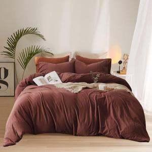 Pureant Brick Red Comforter Sets King Solid Dark Rust Bedding Comforters Modern Plain Purplish Cotton Bed Quilts Women Girls Blackish Warm Blankets Pure Dark Brown Red Durable Bedding Vintage