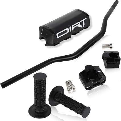 USTPO Dirt Pit Bike Handlebar 1 1/8" 28mm Motorcycle Handle Bar with Riser Mount Clamp Foam Pad Grips Universal for YZ 450 TRX450R KX450 RMZ Motocross ATV Off Road Black