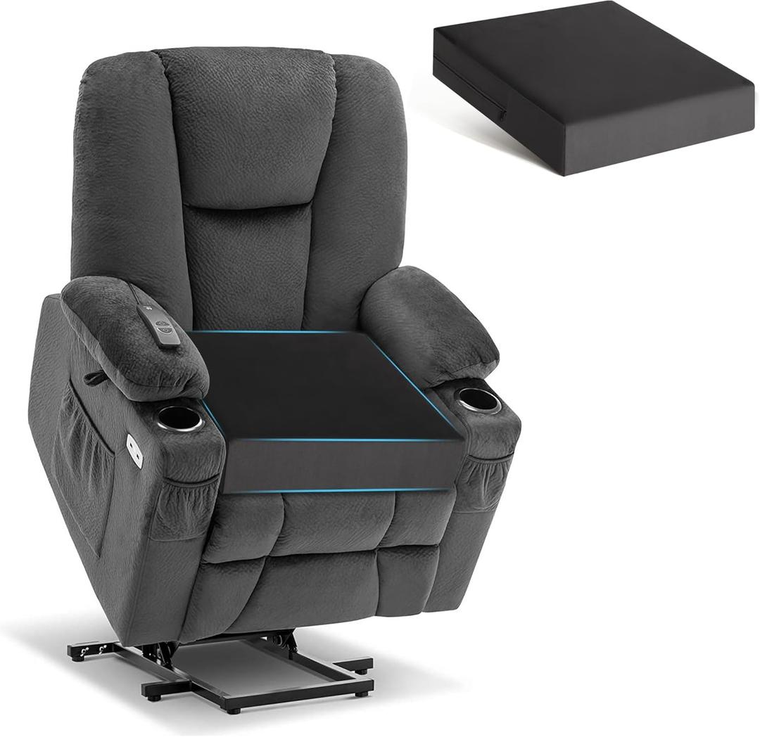 Tromlycs Recliner Chair Cushions for Elderly Extra Large Seat Cushions Gel Memory Foam 20 x 20 x 5 Inch Dark Grey