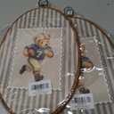 2 x Fewgb Vintage Football Bear Nursery Oval Wall Art Decor Framed, Rugby Baby Boys Toddler Kids Room Playroom Bedroom Canvas Wall Art Prints Picture, Neutral Striped Hanging Room Decor Artwork 9x12