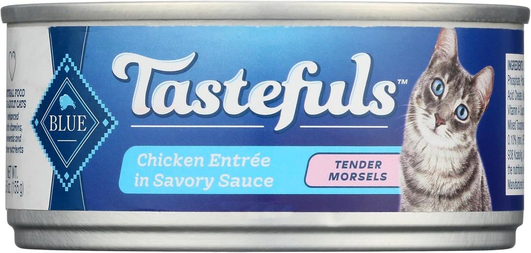 Blue Buffalo Tastefuls Natural Tender Morsels Wet Cat Food, Chicken Entre 5.5-oz cans 12pcs