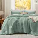Bedsure Queen Comforter Set, Sage Green Soft Prewashed Bedding for All Seasons, 3 Pieces GentleSoft Bed Set, 1 Lightweight Comforter (90"x90") and 2 Pillowcases (20"x26")