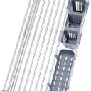 BBXTYLY Expandable Roll Up Dish Drying Rack Up to 22.8''with 2 Storage Baskets,Over The Sink Kitchen Rolling up Dish Drainer Drying Rack, Foldable,Rollable,for Kitchen Dishes(Expandable Width Size) (Gray)