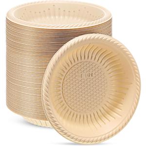Bokon 100 Count 4 Inch Small Paper Plates Heavy Duty Round Paper Starch Disposable Plates Mini Party Bowls Bulk for Dessert, Cake, Appetizer, Dinner(Beige)