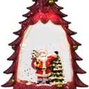 MerryPulse Christmas Snow Globe, Glitter Lighted Mini Christmas Tree Tabletop Decor-Santa Claus