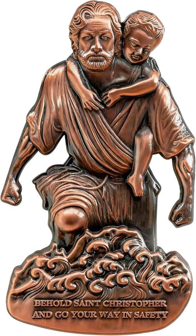 PloreWay St Christopher Medal for Car, Metal Saint Christopher Visor Clip, Talisman for Safety, Automotive Visor Accessories, Gift for Drivers, Families, Friends