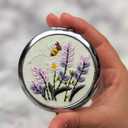 Leimandy Embroidered Pocket Mirror Double-Sided 1x/2x Makeup Mirrors Portable Compact Mirror for Purse Bridesmaid Gift Bridal Shower Gift Birthday Gift L1 (Purple Lavender)