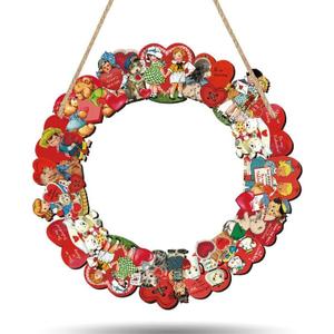 Valentines Day Wreaths for Front Door, Vintage Wooden Valentine's Day Hanging Door Sign Decor Farmhouse Valentine Door Hanger for Wall Window Home Decor