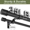 Double Curtain Rods 72-144 Inches for Windows, 1 Inch Diameter Adjustable Heavy Duty Drapery Rod with Aluminum Alloy Brackets and Finials, Modern Stylish Dual Curtains Rod, Matte Black