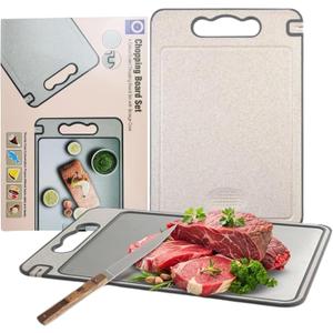 Double-Sided Stainless Steel Cutting Board, 14 Inches, with Non-Slip Silicone Edges