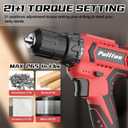 PULITUO Cordless Drill Set, 20V Electric Power Drill with Battery And Charger, 30N.m and 21+1 Torque, 2 Variable Speeds, with 59pcs Drill Driver Bits Kit, Screws Set(Red)