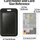 8 x Youze 3 Pack Black Vertical Hard Plastic ID Card Holder Clear Window Slim Card Protector for Office School Daily Use