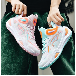 CIERSES Womens Mens Basketball Shoes Fashion Breathable Athletic Sneakers Lightweight Non Slip Outdoor Sport Volleyball Shoe GreenPink Size 10/43