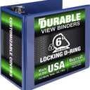 Samsill Durable 6 Inch Binder, Made in The USA, Locking D Ring Binder, Customizable Clear View Cover, Blue, Holds 1225 Pages