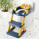 Toilet Seat, Potty Training Seat for Toddler, Upgraded 2-in-1 Potty Toilet Training for Boys and Girls,Waterproof Cushioned Mat with Non-slip Step Stool (BlueYellow)