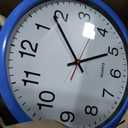 Bernhard Products Blue Wall Clock, Silent Non Ticking - 16 Inch Extra Large Quality Quartz Battery Operated Round Easy to Read Home/Office/Business/Kitchen/Classroom/School Clocks