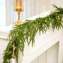 Faux Norfolk Pine Christmas Garland  Real Touch Greenery Artificial Cedar Christmas Garland for Fireplace Mantel, Staircase, Door Frame, Holiday Indoor Winter Dcor (Prelit-9FT)