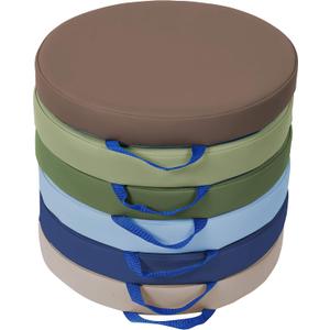 Factory Direct Partners SoftScape 15 inch Round Classroom Floor Cushions with Handles; Flexible Seating for Daycare, Preschool, Playroom; 2 inch Thick Deluxe Foam (6-Piece) - Earthtone, 11232-ET