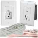 On-Q CPT7526-WH-R6 Pre Tamper Resistant Outlet Power Kit for Media Boxes and Structured Wiring Enclosures, 6ft, White