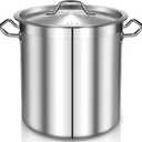 35 Quart Stainless Steel Cooking Pot - Stock Pot with Lid - Large Soup Pot for Cooking, Stew, Pozole, Pasta - Induction Compatible - Ideal for Home & Commercial Use