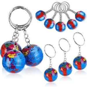 PROLOSO Globe Keychains Bulk for Kids World Planet Earth Theme Keyrings Toy 1 Inch