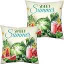Sweet Summer Pillow Covers 18x18 Set of 2 Pineapple Watermelon Throw Pillow Covers Tropical Fruits Pillowcase Double Sided Printing Cushion Case for Home Decor Outdoor Sofa