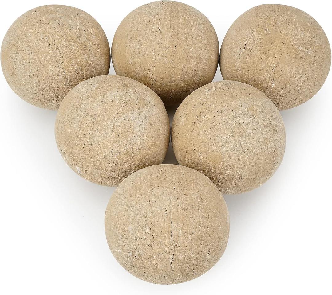 Stanbroil Ceramic Fire Balls - 5 Round Fire Stones for Fire Pit Fire Bowl and Fireplace - Set of 6, Beige