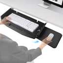 Solid Steel Under Desk Keyboard Tray Slide Out with 360 Rotating Mouse Platform,Keyboard Shelf Sliding,Under Desk Mounted Keyboard Holder,Under Desk Keyboard Drawer 28"Lx11"W