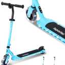 AERO Kids Electric Scooter for Boys and Girls Ages 6-12 or 8-12, with Hand Accelerator, LED Lights, 2 Speed Levels, Battery Indicator, Rubber Mat, and Adjustable Heights