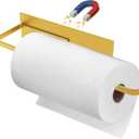 Gold Paper Towel Holder, Magnetic Paper Towel Holder for Fridge, Toilet Paper Roll Holder Magnet Fridge Rack Wall Mount Towel Organizer for Paper Towels Rolls Bathroom Pantry RV Kitchen Storage Golden