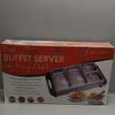 MegaChef 4 Section Buffet Warmer Server - Professional Hot Plate Food Warmer Station, Easy Clean Stainless Steel, Portable & Great for Parties Holiday & Events