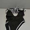 Lilosy Sexy Tie Criss Cross Plunge One Piece Thong Swimsuit High Cut Brazilian Bathing Suit Size M