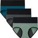 INNERSY Period Underwear for Women High Waisted Leak-Proof Postpartum Menstrual Panties 3-Pack Size 3XL