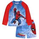 Marvel Spider-Man Boys UPF 50+ Rash Guard and Swim Trunks for Toddler and Big Kids Red/Blue 

size 10/12