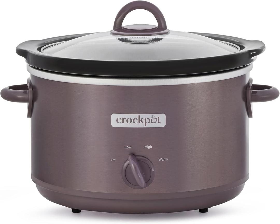 Crock-Pot Manual Design Series 4.5 Quart Slow Cooker with 3 Cook Settings, Removable Dishwasher and Oven Friendly Stoneware for Meal Prep, Cafe Mocha