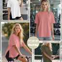 Huukeay 3 Pack Women's Oversized Gym T Shirts Short Sleeve Side Split Crewneck Tops Casual Summer Workout Baggy Basic Tee (M)