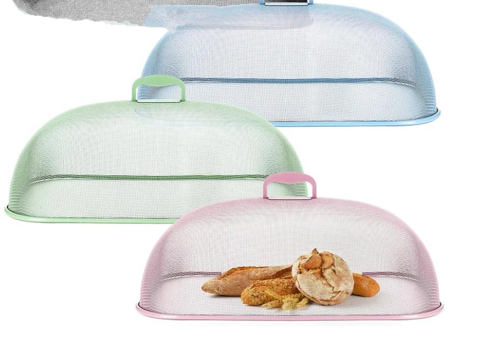 Hicarer 3 Pcs Metal Mesh Screen Food Cover for Outdoors Set Large 18.5 Inch Mesh Food Tents for Outdoor Mesh Food Covers Picnic Food Covers for Indoor Plate ( Blue, Green, Pink)