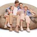 Bean Bag Chair for Adults 6FT,Soft Removable Cover for Teens/Girls Bedroom,Fluffy Giant Round Floor Beanbag Lounger Chairs (No Filler,Tan)