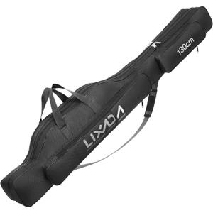Lixada Fishing Rod Case, Portable Folding Fishing Rod Case Fishing Pole Reel Storage Bag Fishing Gears Organizer (130cm, Black)