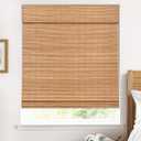 UNISHADES Blackout Cordless Bamboo Roman Shades 31 3/4×64 in Papara Carbon
