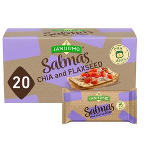 Sanissimo Salmas Chia & Flaxseed, 20 Packs of 3 Crackers, Oven Baked Corn Crackers, Gluten Free, Non-GMO, Kosher Certified, BBD: MAR/19/202