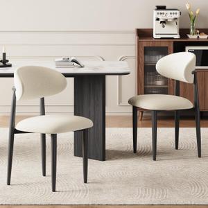 Dining Chairs Set of 2, Modern Fabric Upholstered Dining Room Chair MetalKitchen Chairs, Farmhouse Dinner Chair for Kitchen Dining Room, Beige