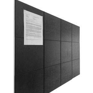 Black Cork Board 47"x35" - 12 Pack Felt Wall Tiles with Safe Removable Adhesive Tabs, Large Cork Board 48 x 36 inches for Office Large Cork Boards for Walls 72 x 48 - Black (Flat-12panels)
