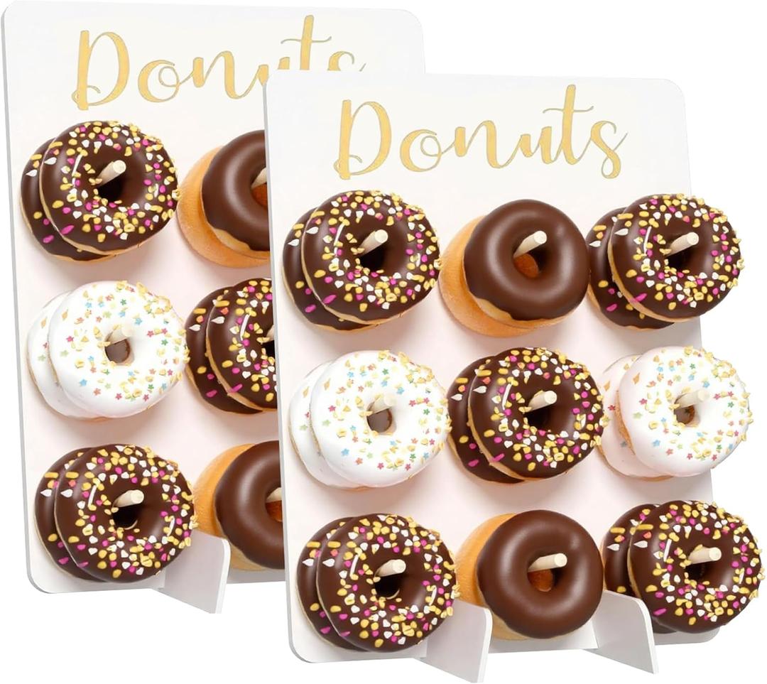 TourKing 2PCS Donut Wall Display Stand, Wooden Donut Wall Stand Wedding Party Decoration Display Board Can Accommodate 18 Donuts, Reusable, Durable