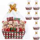 Nuogo 6 Pack 6 x 10'' Christmas Basket for Gift Empty Christmas Basket with Bag, Bow, DIY Gift Basket Box Tray with Handle for Xmas Birthday Party Gifts