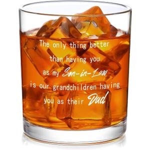 2 x Fathers Day Gift for Son in Law, The Only Thing Better Than You As my Son in Law Whiskey Glass, New Dad Father to Be Gifts from Father in Law Mother in Law, 10Oz (Transparent)